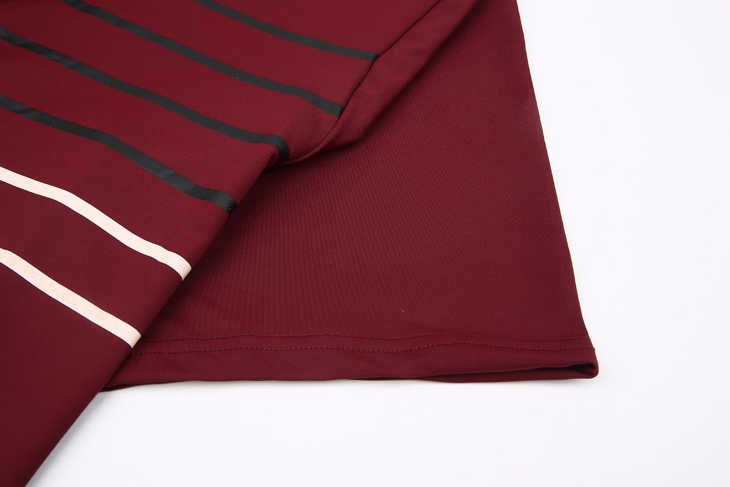 image:imageAlex Vando Mens Golf Shirt Moisture Wicking QuickDry Short Sleeve PoloBurgundy Stripe 87