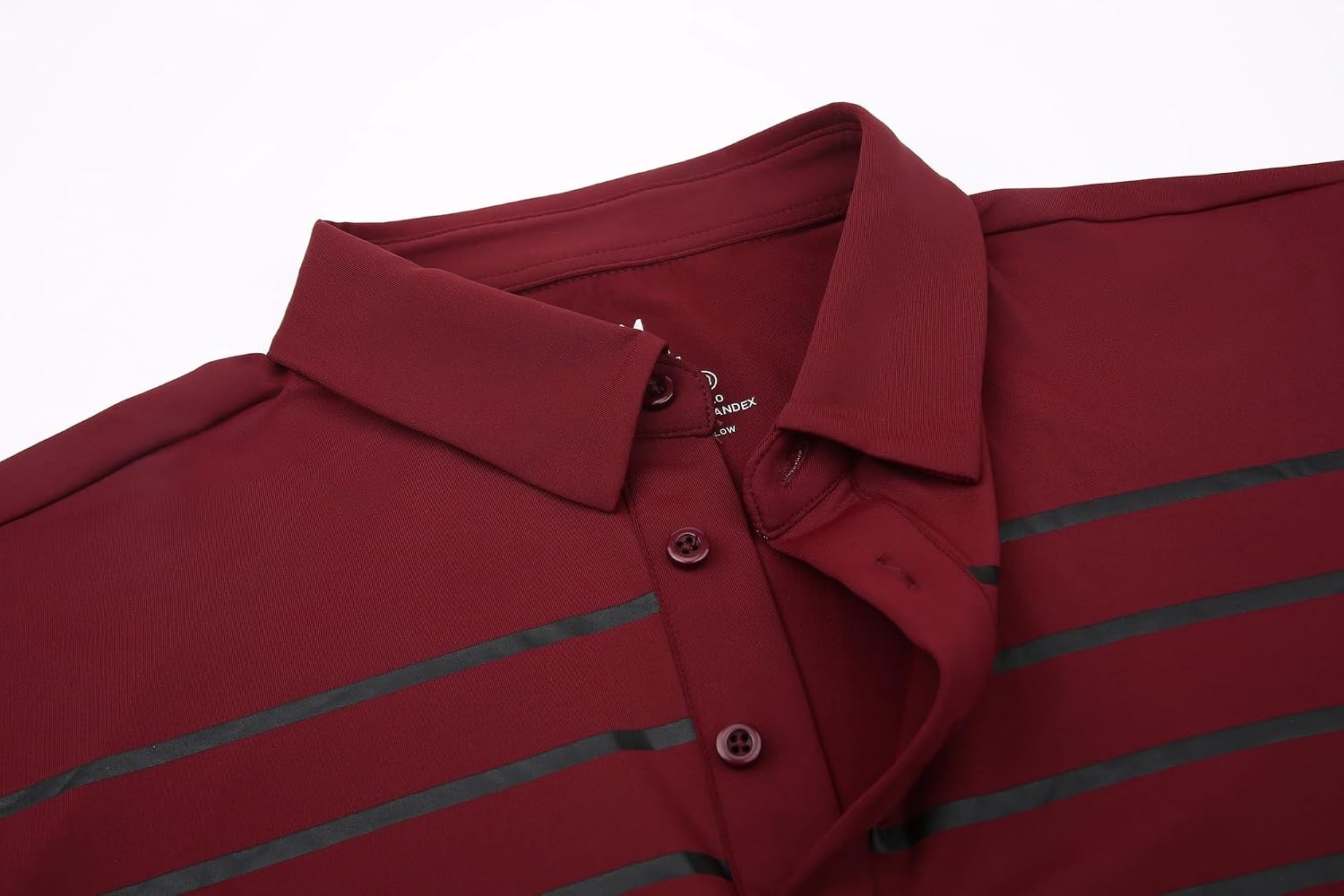 image:imageAlex Vando Mens Golf Shirt Moisture Wicking QuickDry Short Sleeve PoloBurgundy Stripe 87