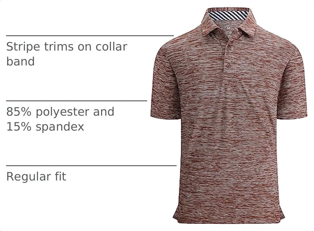 image:imageAlex Vando Mens Golf Shirt Moisture Wicking QuickDry Short Sleeve PoloCoffee