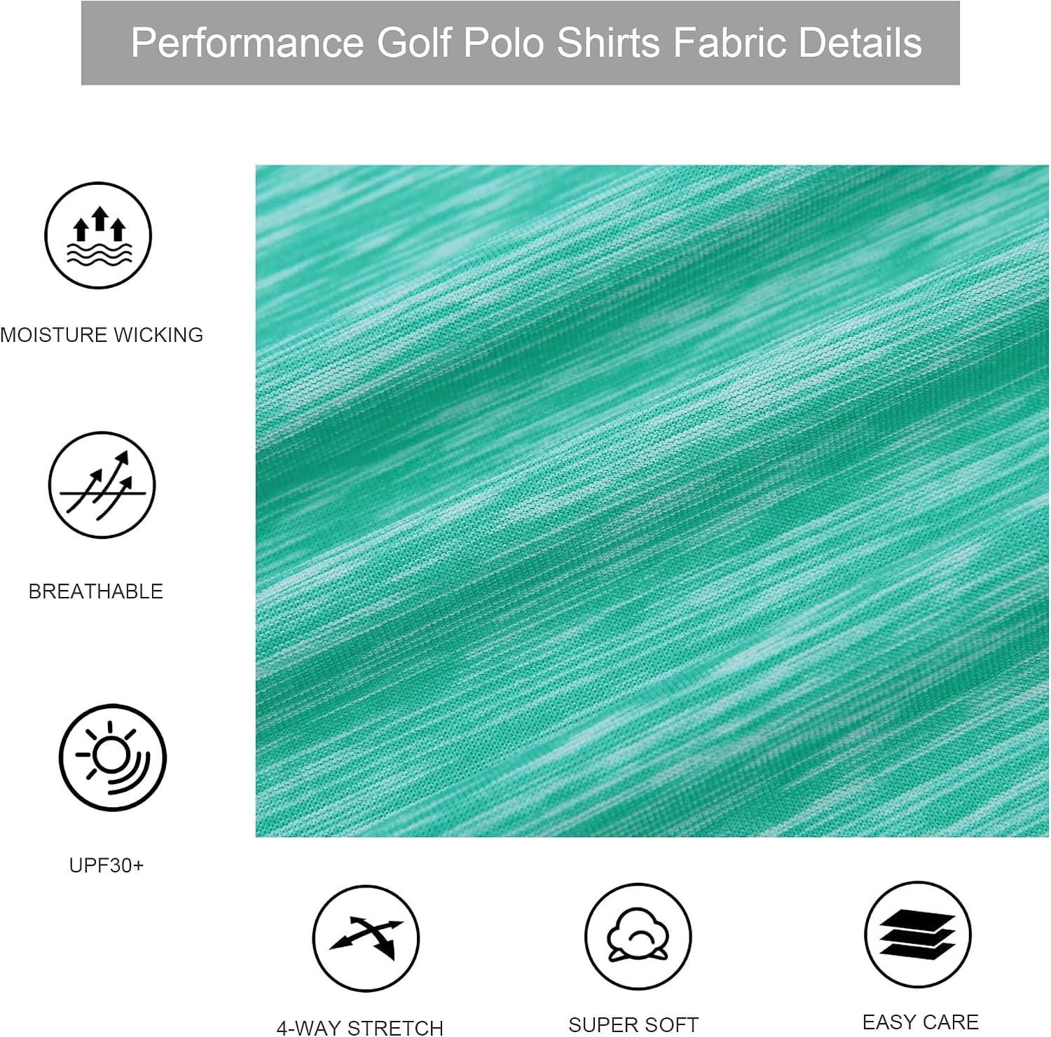 image:imageAlex Vando Mens Golf Shirt Moisture Wicking QuickDry Short Sleeve PoloDk Green