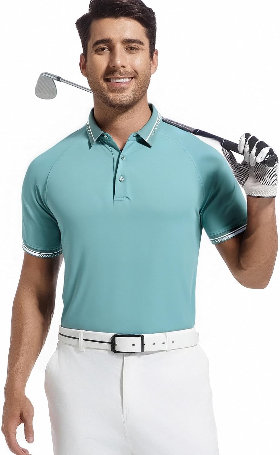 image:imageAlex Vando Mens Golf Shirt Moisture Wicking QuickDry Short Sleeve PoloGreen 189