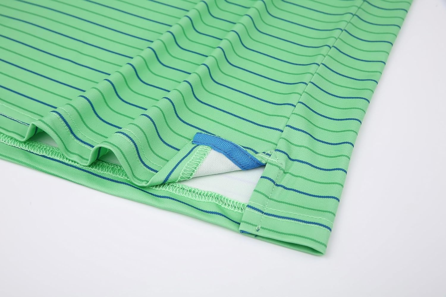 image:imageAlex Vando Mens Golf Shirt Moisture Wicking QuickDry Short Sleeve PoloGreen Stripe 79