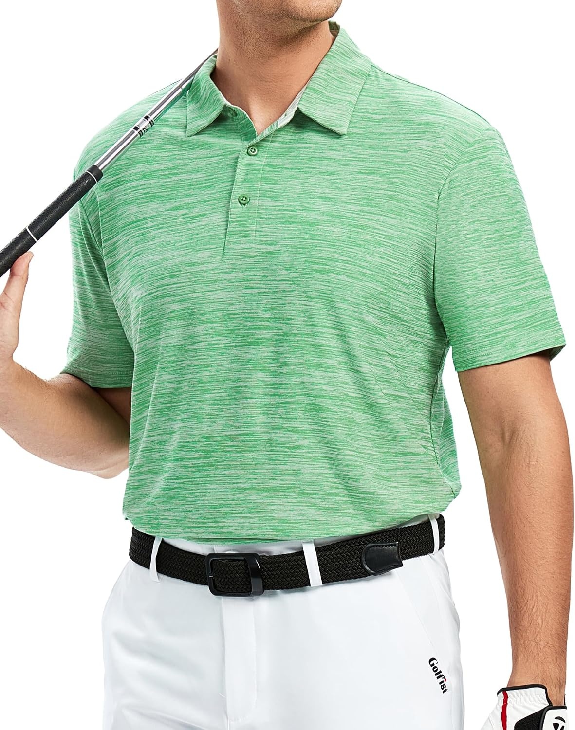 image:imageAlex Vando Mens Golf Shirt Moisture Wicking QuickDry Short Sleeve PoloLt Green