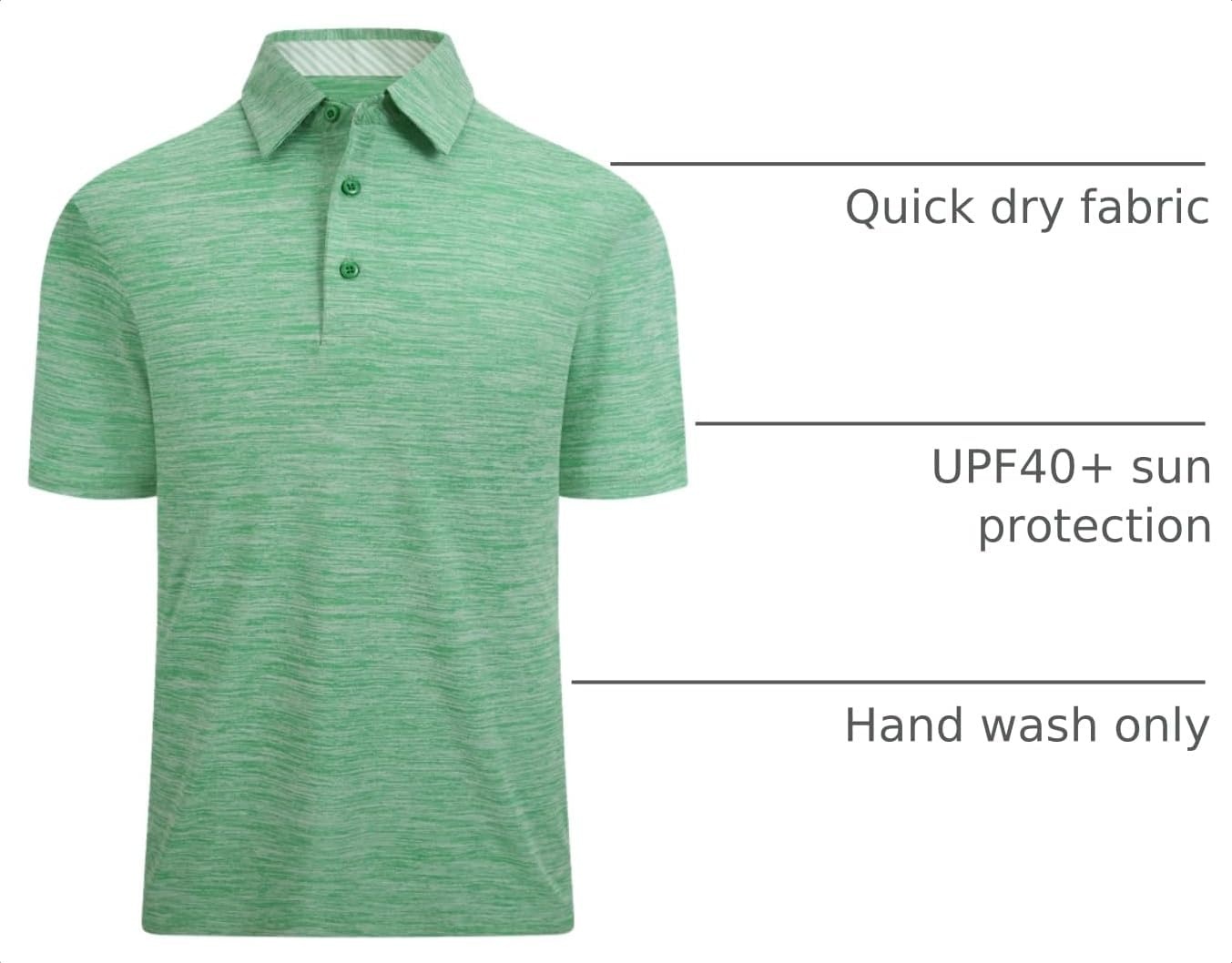 image:imageAlex Vando Mens Golf Shirt Moisture Wicking QuickDry Short Sleeve PoloLt Green