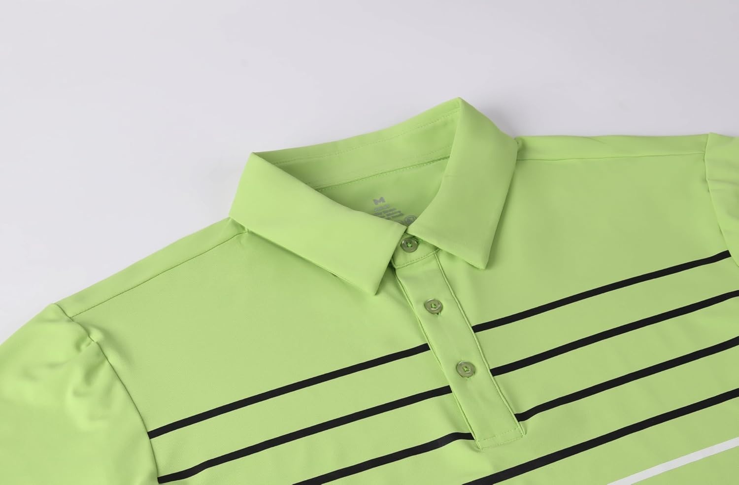 image:imageAlex Vando Mens Golf Shirt Moisture Wicking QuickDry Short Sleeve PoloLtgreen Stripe 87