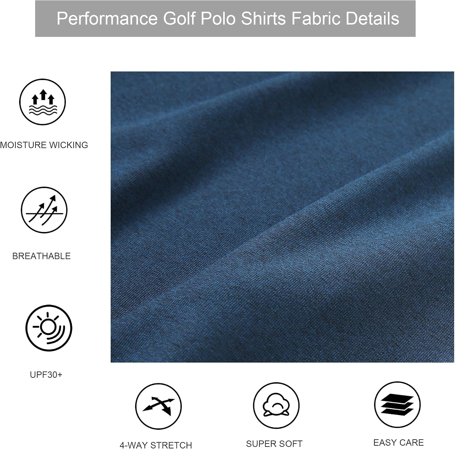 image:imageAlex Vando Mens Golf Shirt Moisture Wicking QuickDry Short Sleeve PoloNavy