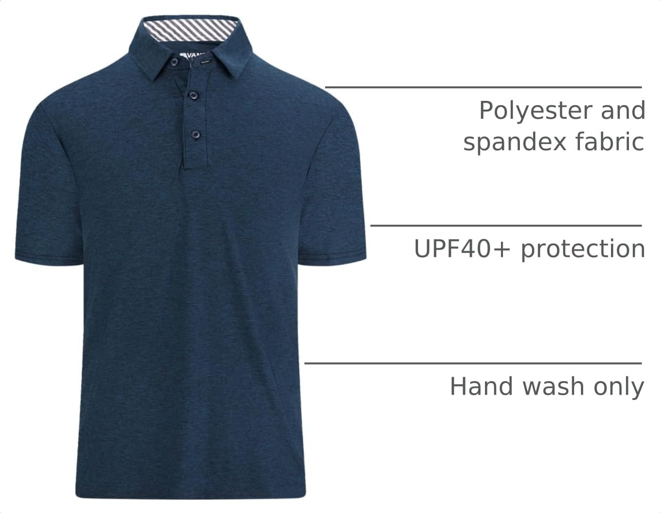 image:imageAlex Vando Mens Golf Shirt Moisture Wicking QuickDry Short Sleeve PoloNavy