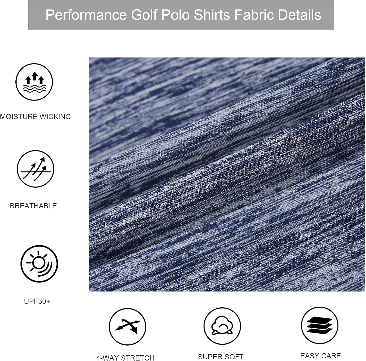 image:imageAlex Vando Mens Golf Shirt Moisture Wicking QuickDry Short Sleeve PoloNavy2