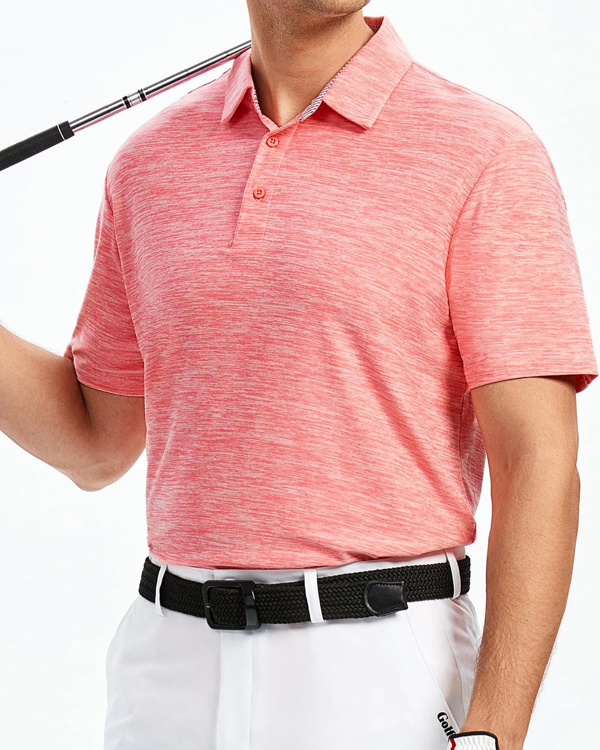 image:imageAlex Vando Mens Golf Shirt Moisture Wicking QuickDry Short Sleeve PoloPink