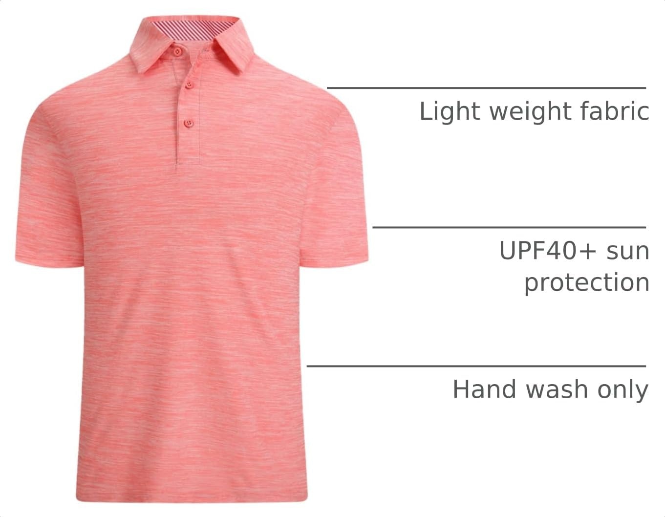 image:imageAlex Vando Mens Golf Shirt Moisture Wicking QuickDry Short Sleeve PoloPink