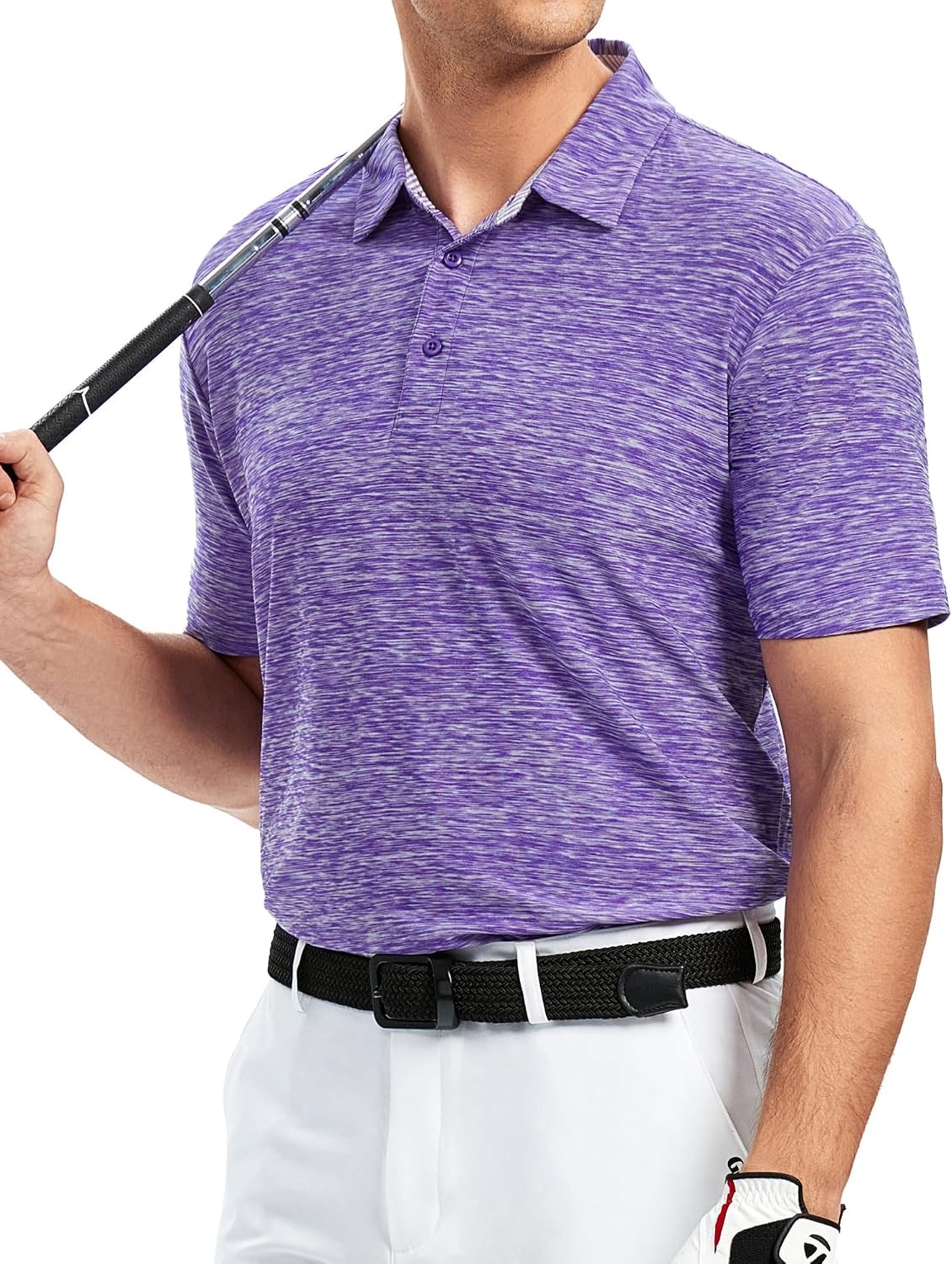 image:imageAlex Vando Mens Golf Shirt Moisture Wicking QuickDry Short Sleeve PoloPurple