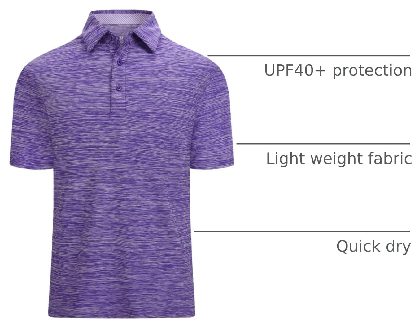 image:imageAlex Vando Mens Golf Shirt Moisture Wicking QuickDry Short Sleeve PoloPurple