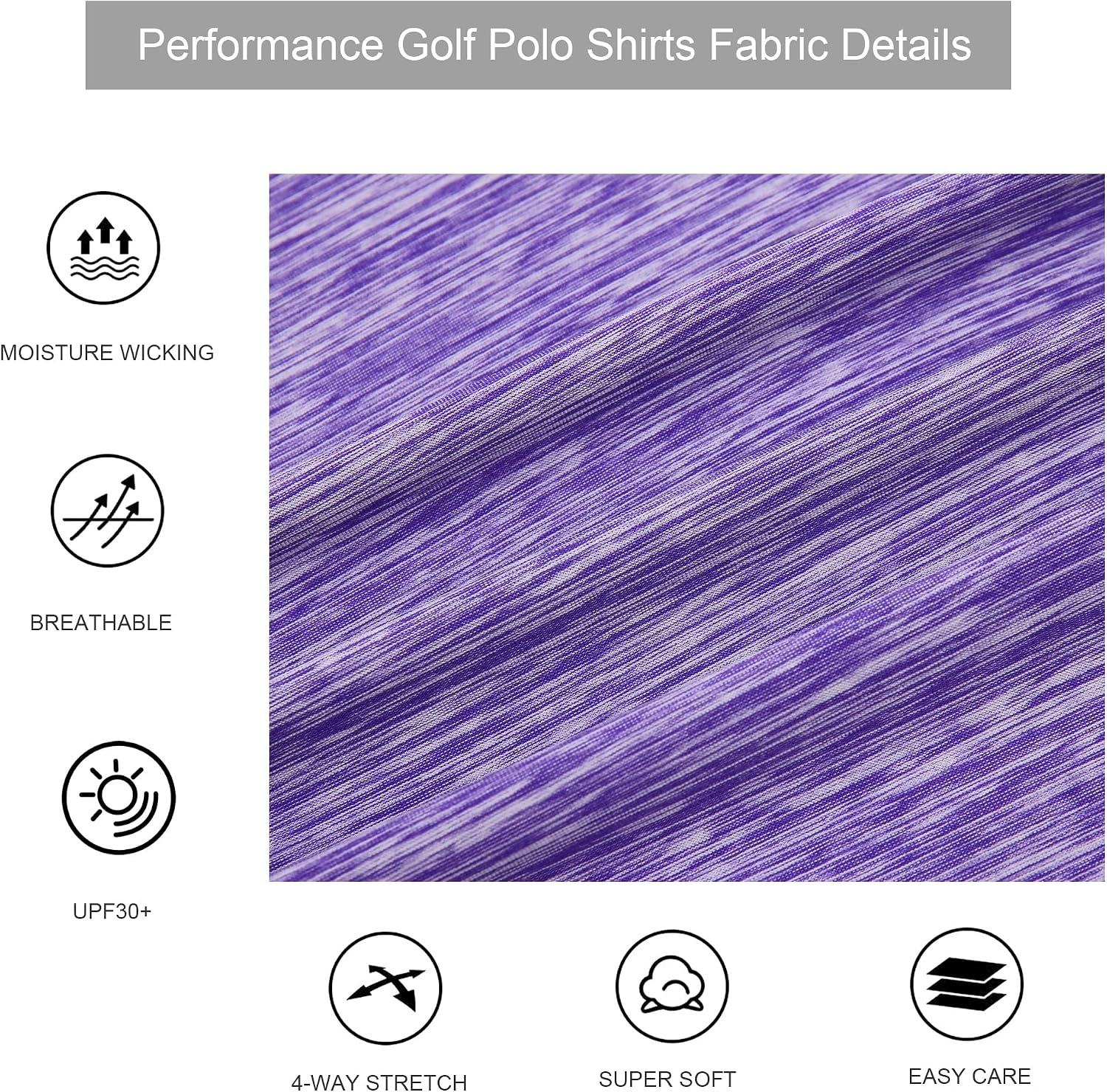 image:imageAlex Vando Mens Golf Shirt Moisture Wicking QuickDry Short Sleeve PoloPurple