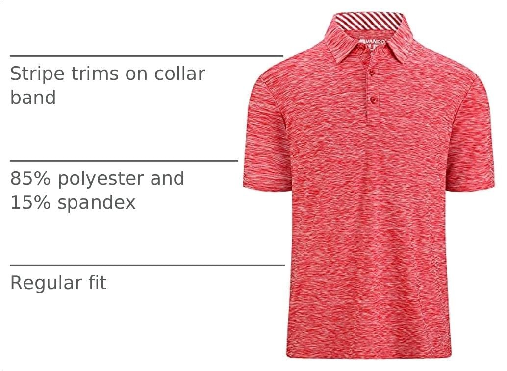 image:imageAlex Vando Mens Golf Shirt Moisture Wicking QuickDry Short Sleeve PoloRed