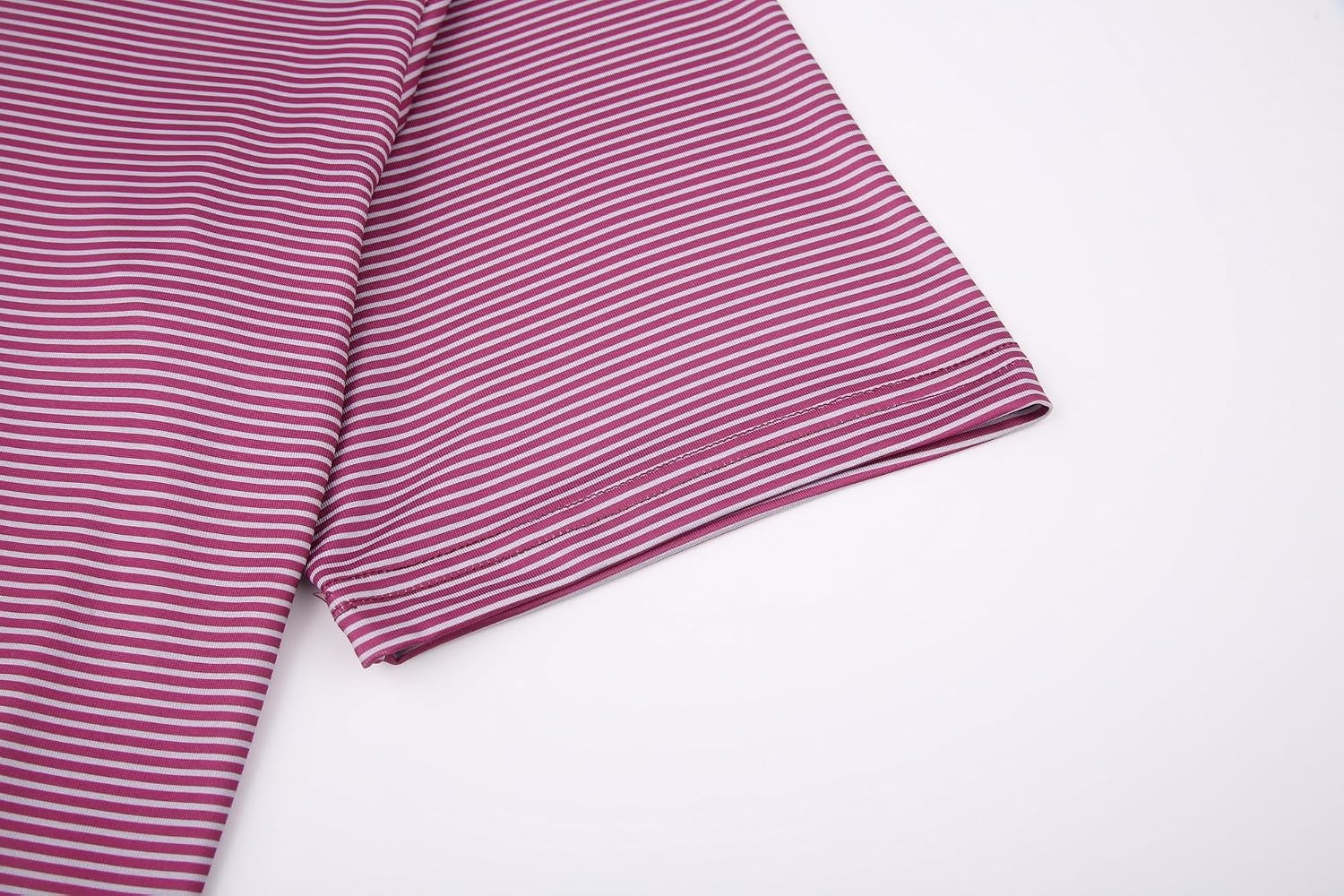 image:imageAlex Vando Mens Golf Shirt Moisture Wicking QuickDry Short Sleeve PoloRed Stripe 215