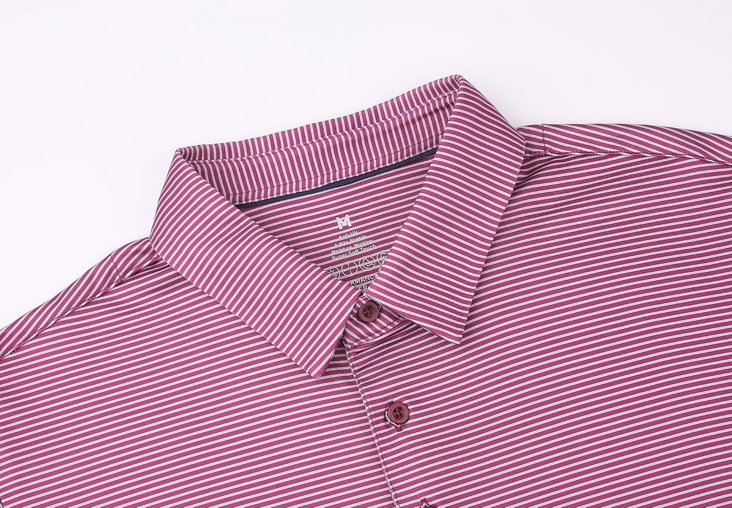 image:imageAlex Vando Mens Golf Shirt Moisture Wicking QuickDry Short Sleeve PoloRed Stripe 215