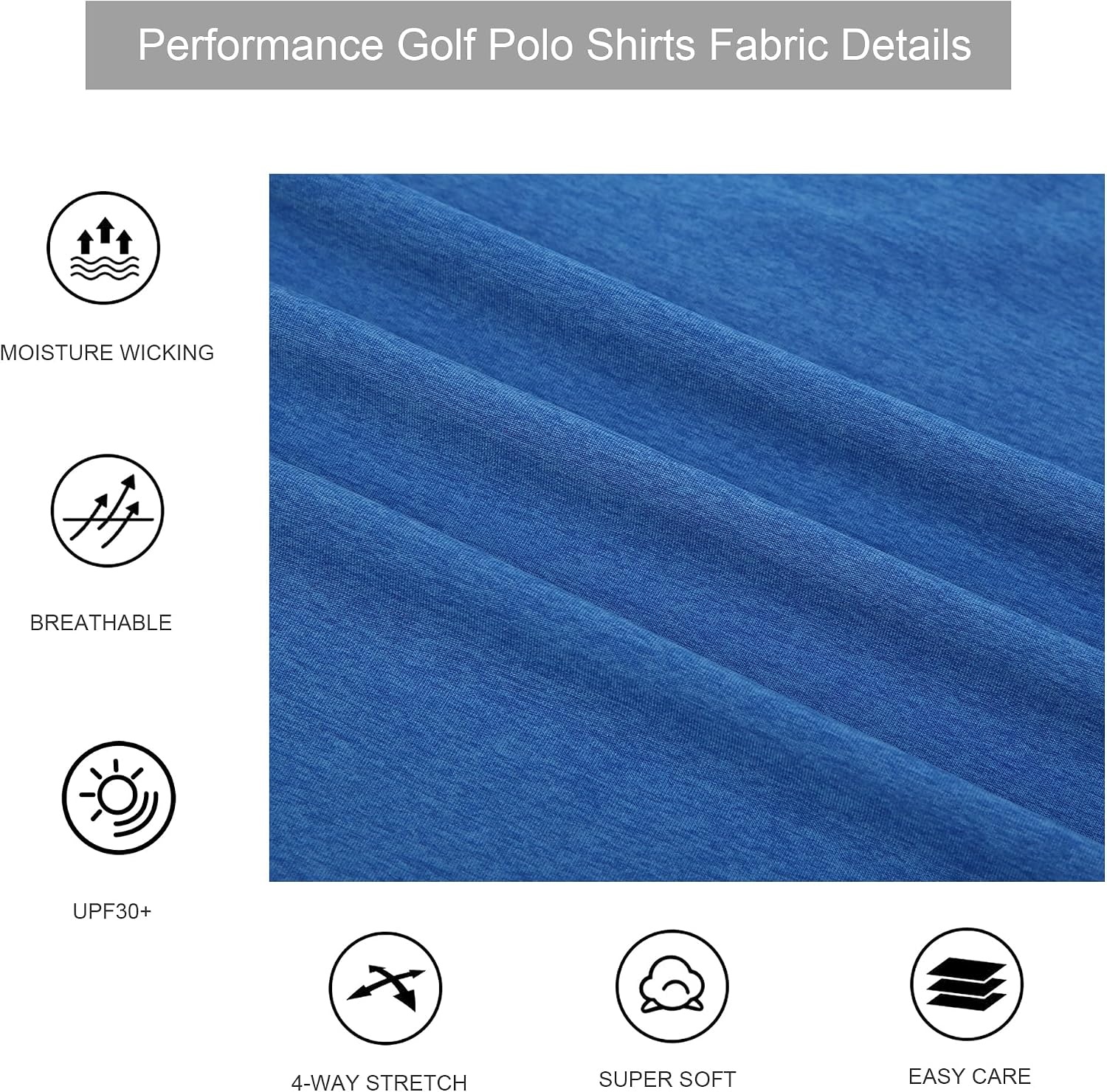 image:imageAlex Vando Mens Golf Shirt Moisture Wicking QuickDry Short Sleeve PoloRoyal