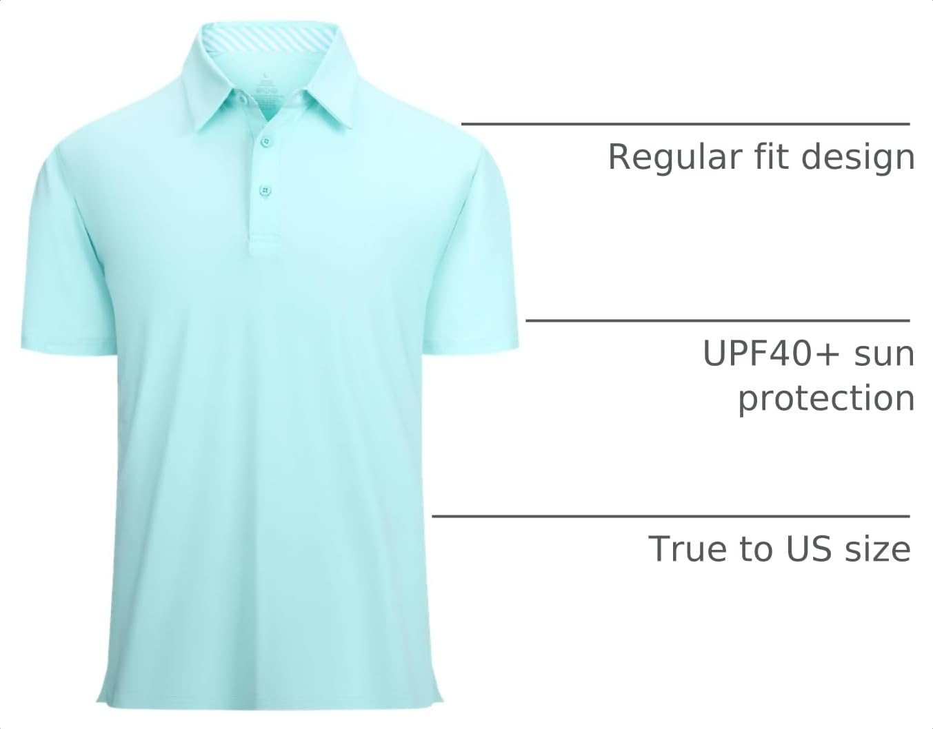 image:imageAlex Vando Mens Golf Shirt Moisture Wicking QuickDry Short Sleeve PoloTblue