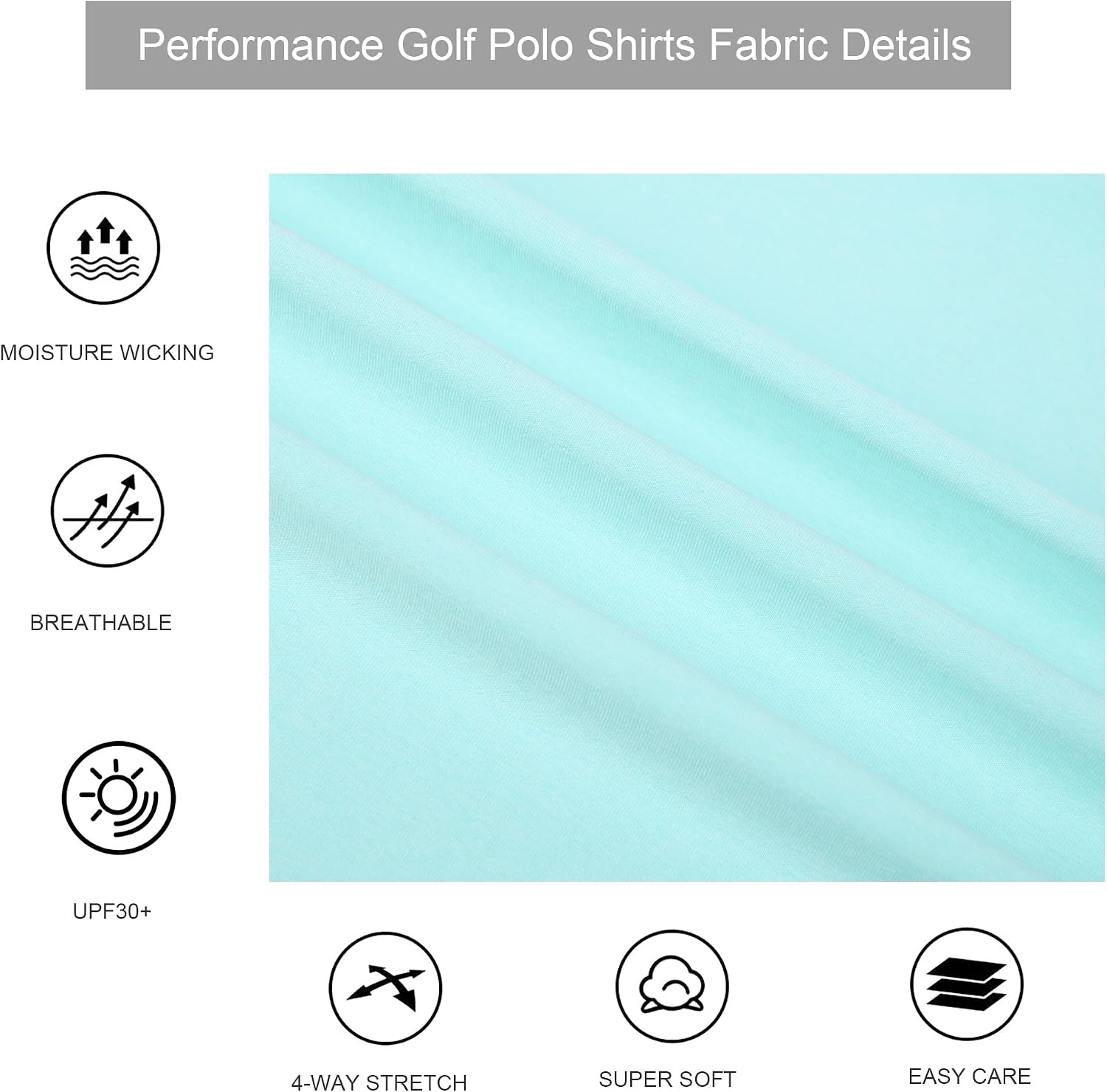 image:imageAlex Vando Mens Golf Shirt Moisture Wicking QuickDry Short Sleeve PoloTblue