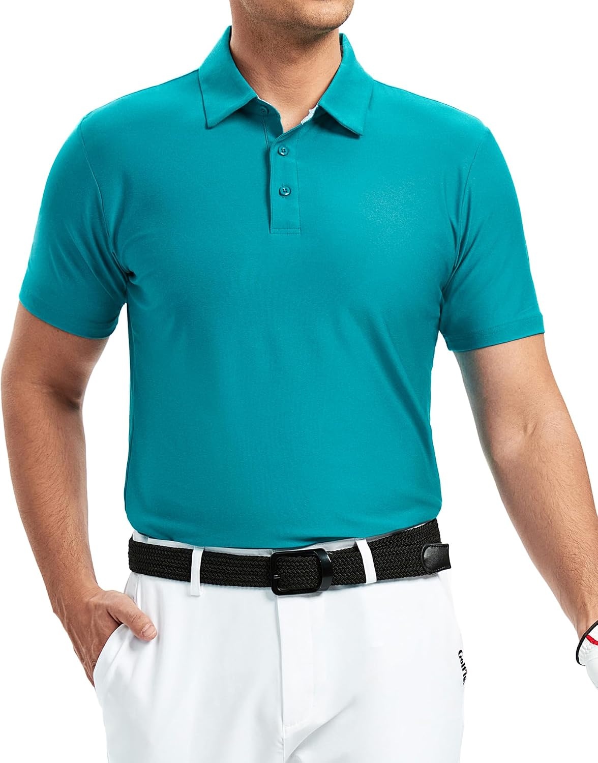 image:imageAlex Vando Mens Golf Shirt Moisture Wicking QuickDry Short Sleeve PoloTeal