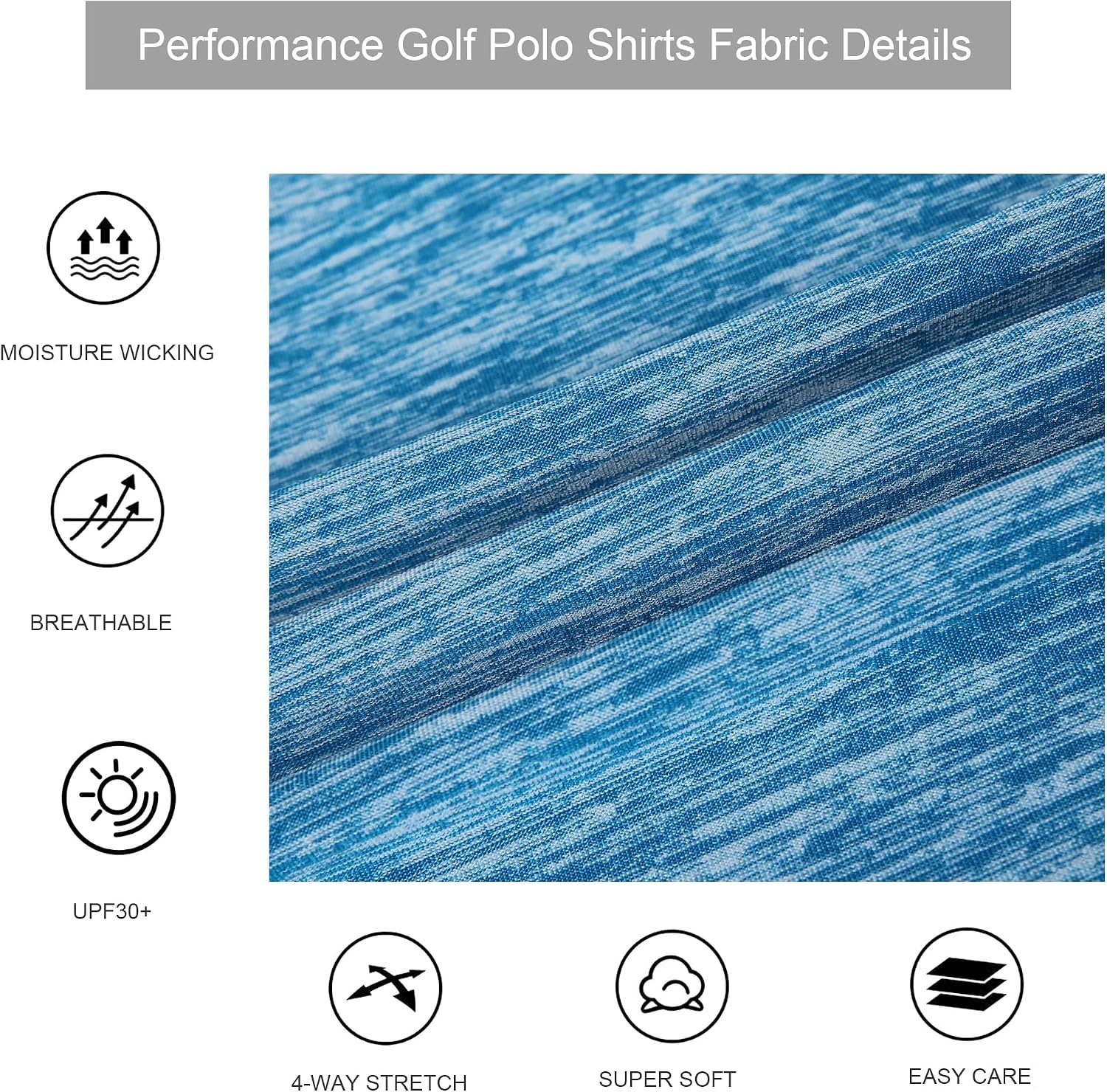 image:imageAlex Vando Mens Golf Shirt Moisture Wicking QuickDry Short Sleeve PoloTurquoise