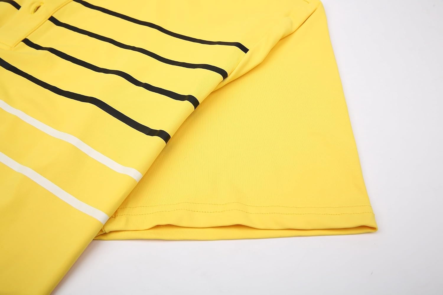 image:imageAlex Vando Mens Golf Shirt Moisture Wicking QuickDry Short Sleeve PoloYellow Stripe 87