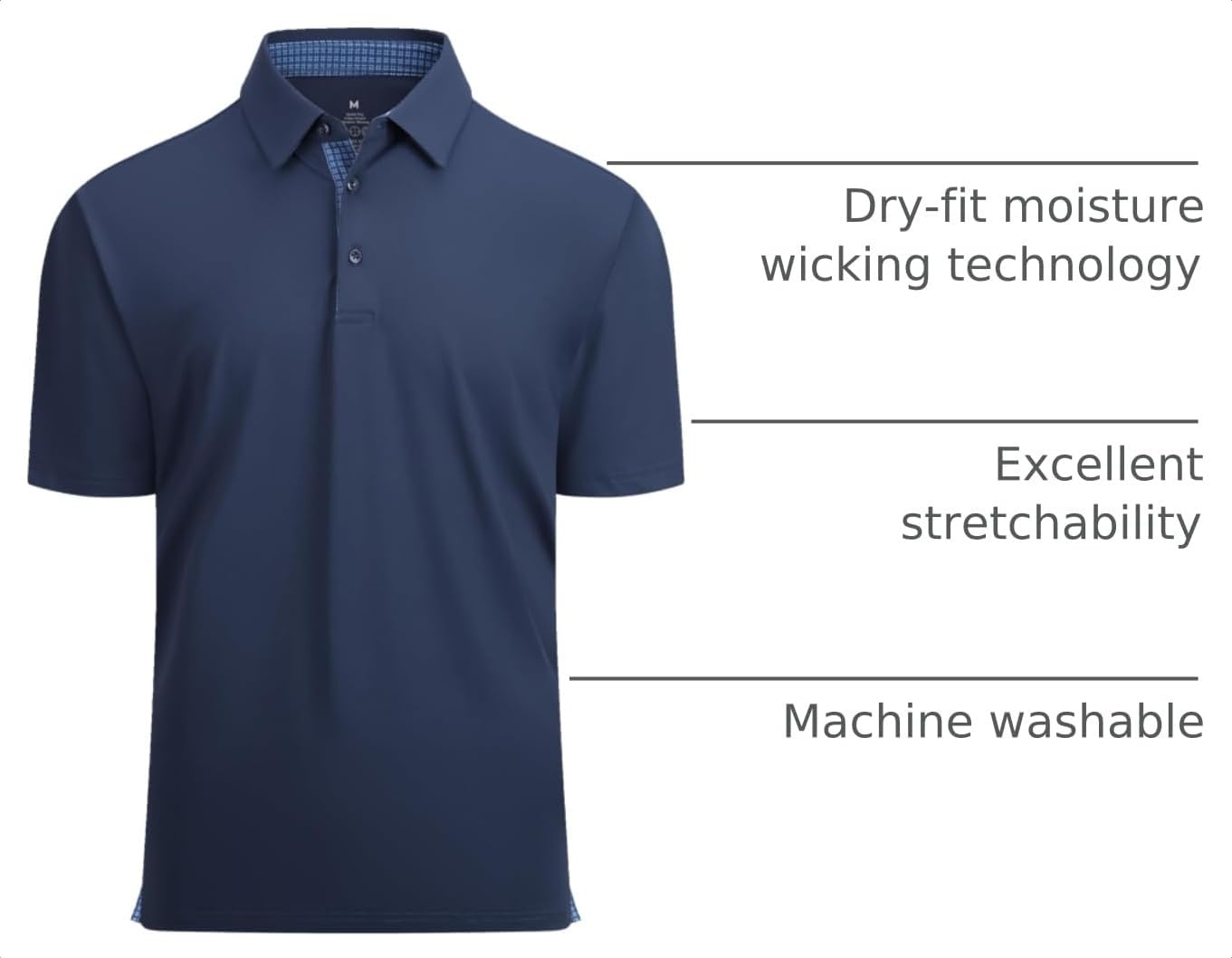 image:imageAlex Vando Mens Golf Shirt QuickDry Solid Short Sleeve Polo ShirtsNavy 09