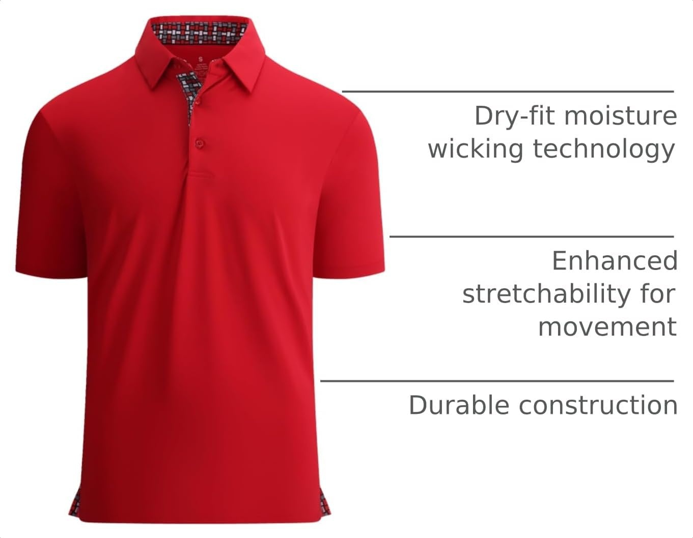 image:imageAlex Vando Mens Golf Shirt QuickDry Solid Short Sleeve Polo ShirtsRed 09