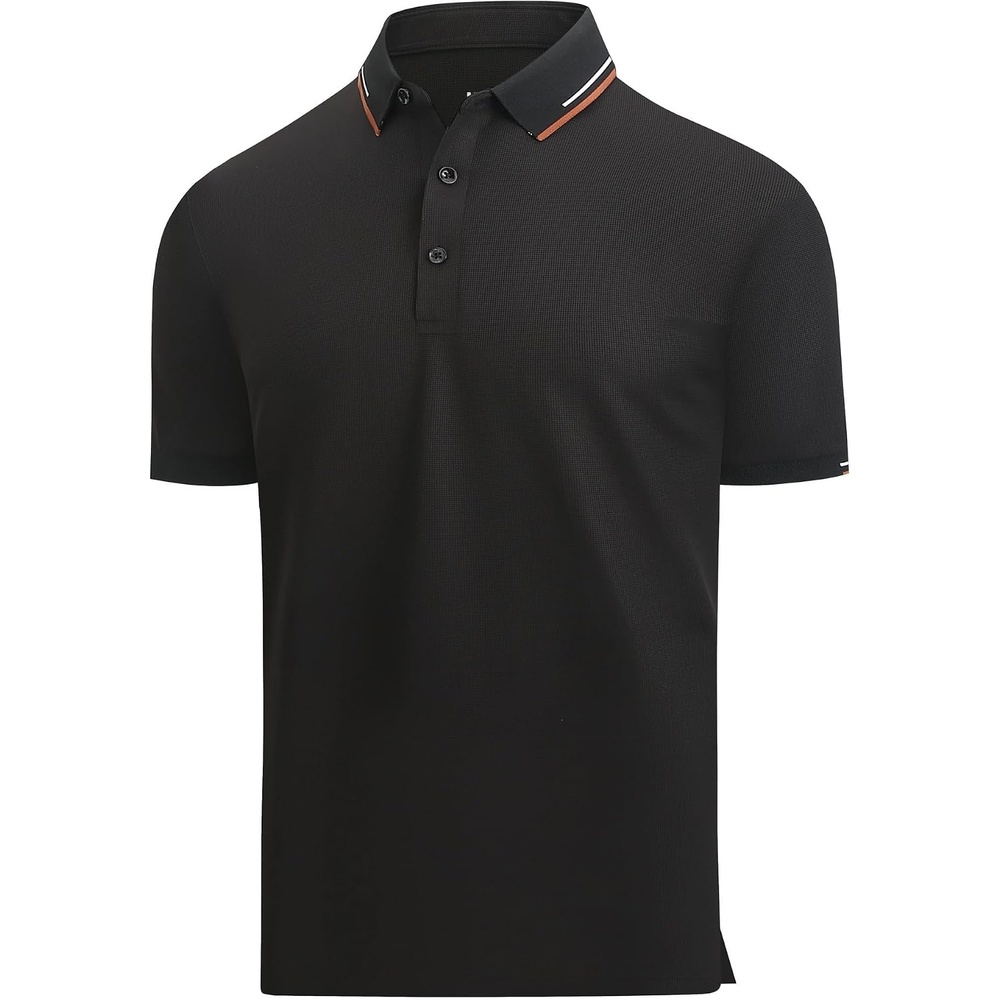 image:imageAlex Vando Mens Golf Shirt Moisture Wicking QuickDry Short Sleeve PoloBlack 188