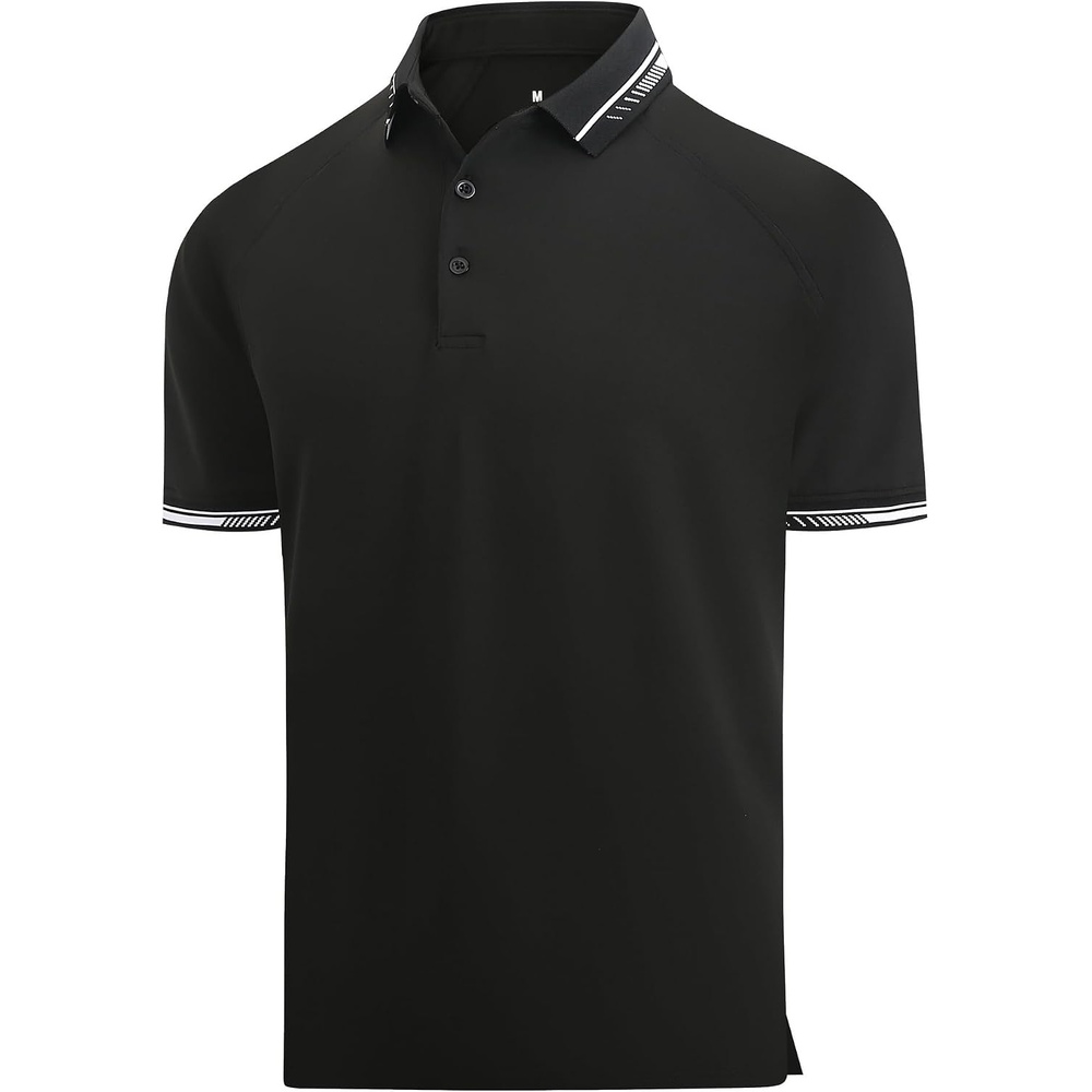 image:imageAlex Vando Mens Golf Shirt Moisture Wicking QuickDry Short Sleeve PoloBlack 189