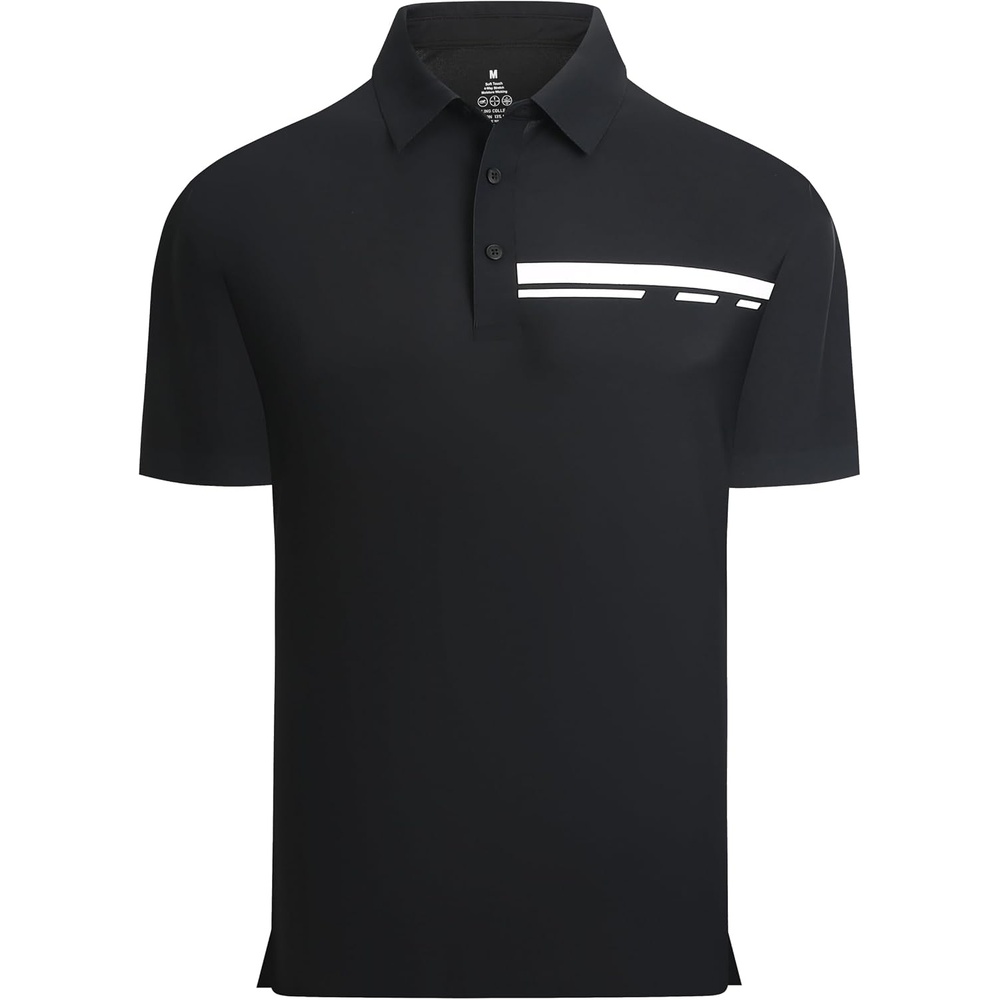 image:imageAlex Vando Mens Golf Shirt Moisture Wicking QuickDry Short Sleeve PoloBlack Pique