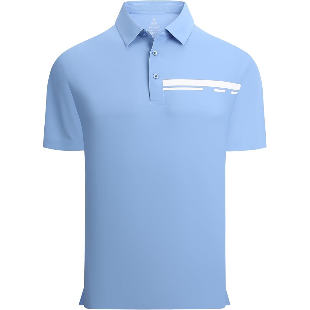image:imageAlex Vando Mens Golf Shirt Moisture Wicking QuickDry Short Sleeve PoloBlue Pique