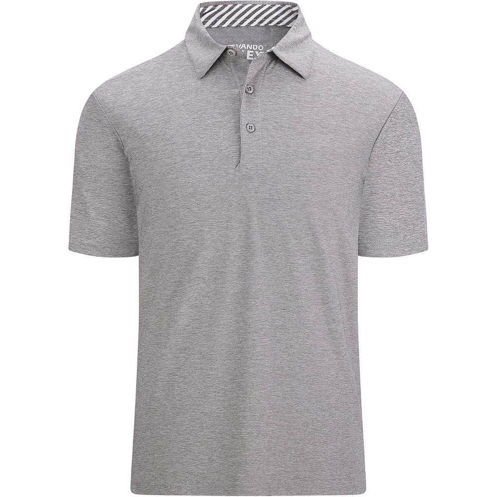 image:imageAlex Vando Mens Golf Shirt Moisture Wicking QuickDry Short Sleeve PoloGrey