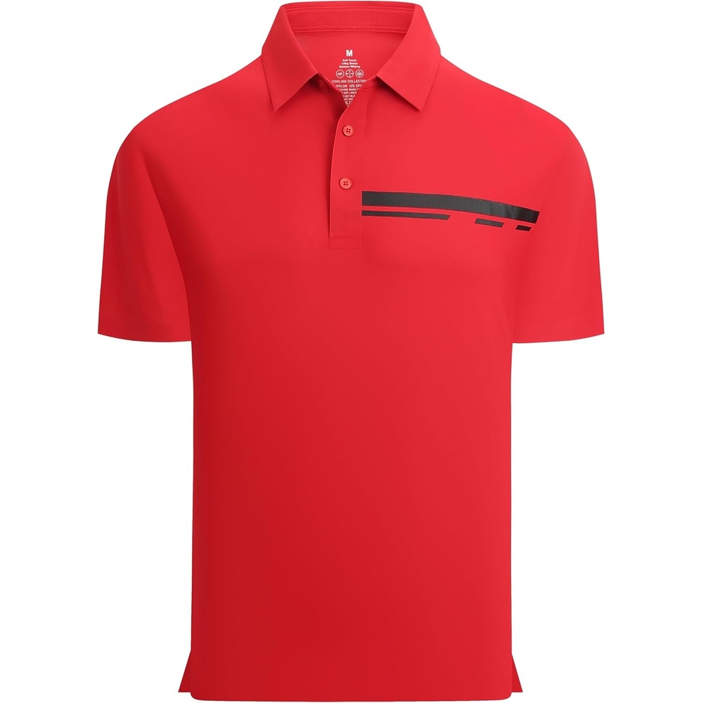 image:imageAlex Vando Mens Golf Shirt Moisture Wicking QuickDry Short Sleeve PoloRed Pique