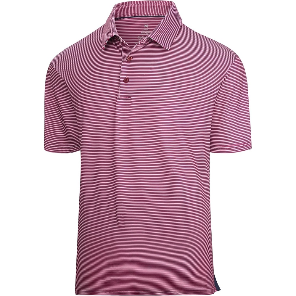 image:imageAlex Vando Mens Golf Shirt Moisture Wicking QuickDry Short Sleeve PoloRed Stripe 215