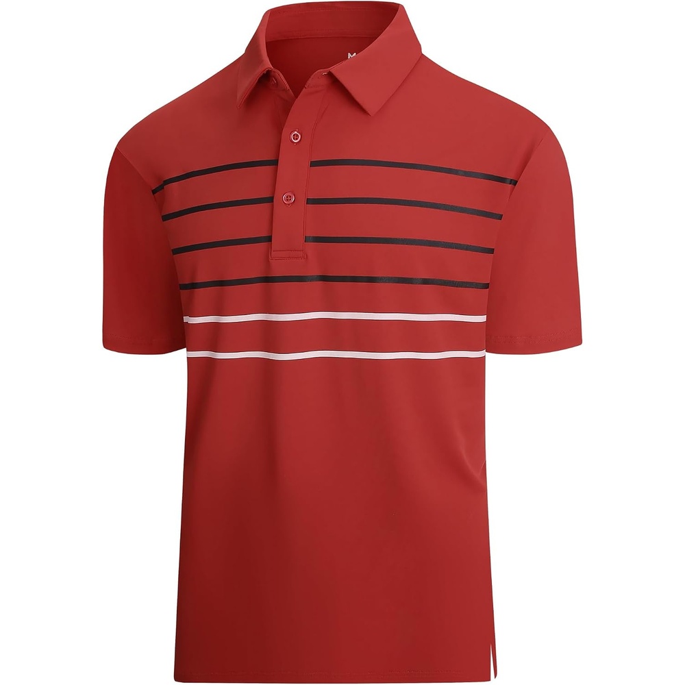 image:imageAlex Vando Mens Golf Shirt Moisture Wicking QuickDry Short Sleeve PoloRed Stripe 87