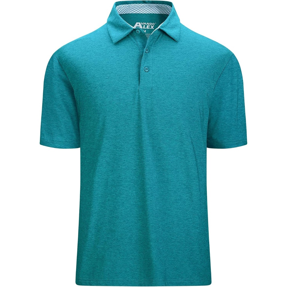 image:imageAlex Vando Mens Golf Shirt Moisture Wicking QuickDry Short Sleeve PoloTeal