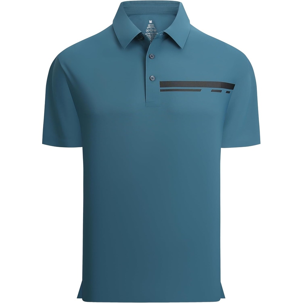image:imageAlex Vando Mens Golf Shirt Moisture Wicking QuickDry Short Sleeve PoloTeal Pique