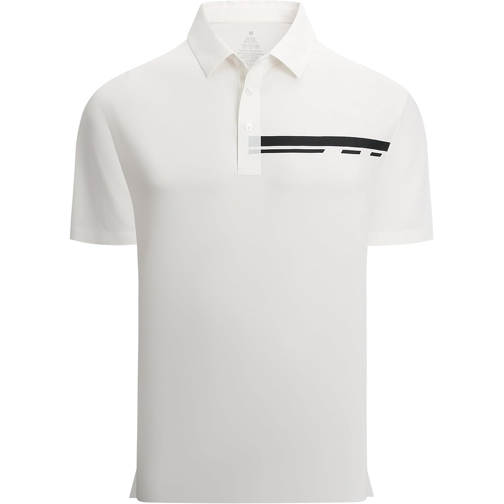 image:imageAlex Vando Mens Golf Shirt Moisture Wicking QuickDry Short Sleeve PoloWhite Pique