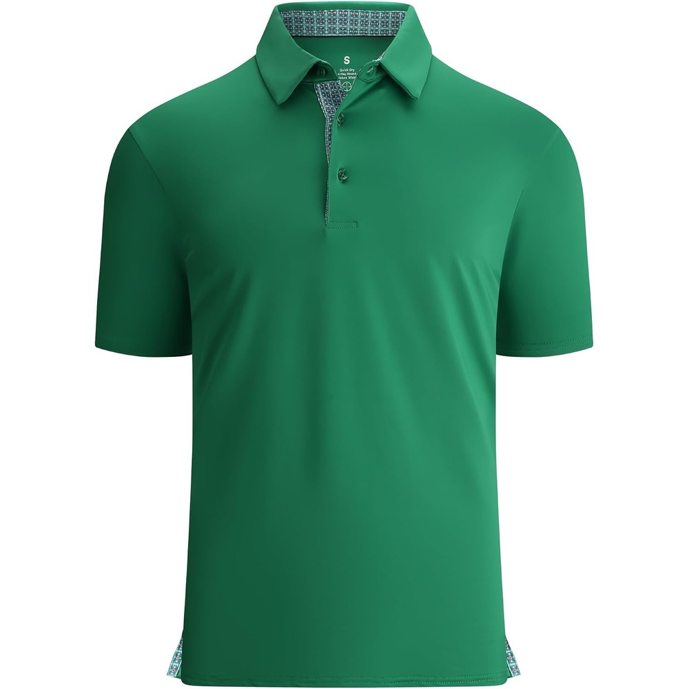 image:imageAlex Vando Mens Golf Shirt QuickDry Solid Short Sleeve Polo ShirtsGreen 09