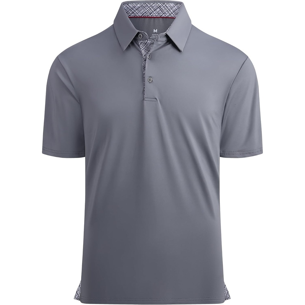 image:imageAlex Vando Mens Golf Shirt QuickDry Solid Short Sleeve Polo ShirtsGrey 09
