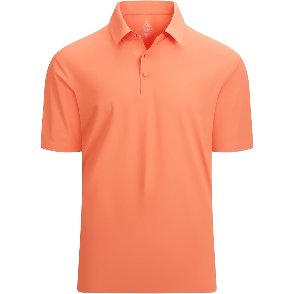 image:imageAlex Vando Mens Golf Shirt QuickDry Solid Short Sleeve Polo ShirtsOrange 100