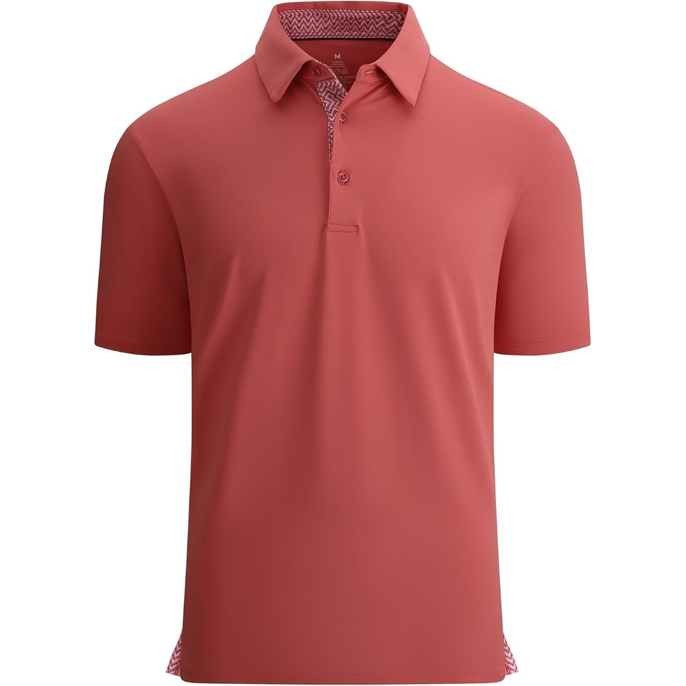 image:imageAlex Vando Mens Golf Shirt QuickDry Solid Short Sleeve Polo ShirtsPink 09