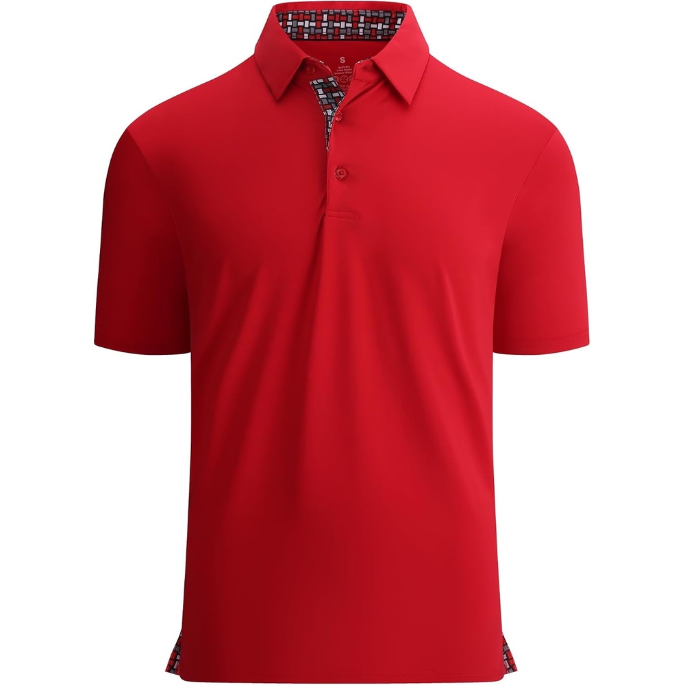 image:imageAlex Vando Mens Golf Shirt QuickDry Solid Short Sleeve Polo ShirtsRed 09