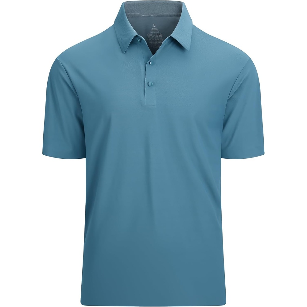 image:imageAlex Vando Mens Golf Shirt QuickDry Solid Short Sleeve Polo ShirtsTeal 100