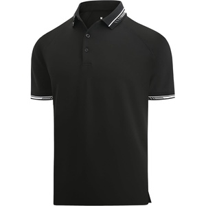 Alex Vando Mens Golf Shirt Moisture Wicking Quick-Dry Short Sleeve Polo(Black 189)