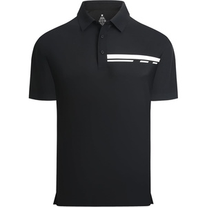 Alex Vando Mens Golf Shirt Moisture Wicking Quick-Dry Short Sleeve Polo(Black Pique)
