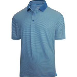 Alex Vando Mens Golf Shirt Moisture Wicking Quick-Dry Short Sleeve Polo(Blue Stripe 215)