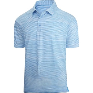 Alex Vando Mens Golf Shirt Moisture Wicking Quick-Dry Short Sleeve Polo(Blue Stripe 509)