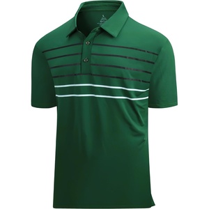 Alex Vando Mens Golf Shirt Moisture Wicking Quick-Dry Short Sleeve Polo(Green Stripe 87)